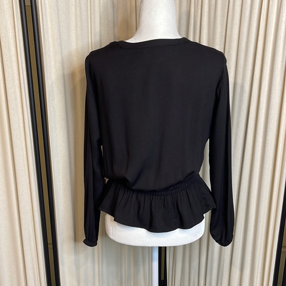 NWT- JENNIFER LOPEZ BLACK PUFFY LONG SLEEVE PEPLUM BLOUSE SIZE XS - Picture 9 of 11